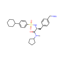 CN(C(=O)[C@H](Cc1ccc(CN)cc1)NS(=O)(=O)c1ccc(C2CCCCC2)cc1)C1CCCC1 ZINC000026574460