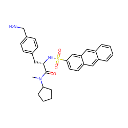 CN(C(=O)[C@H](Cc1ccc(CN)cc1)NS(=O)(=O)c1ccc2cc3ccccc3cc2c1)C1CCCC1 ZINC000026569498