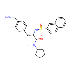 CN(C(=O)[C@H](Cc1ccc(CN)cc1)NS(=O)(=O)c1ccc2ccccc2c1)C1CCCC1 ZINC000013440095