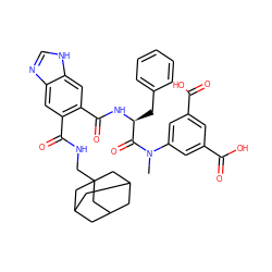 CN(C(=O)[C@H](Cc1ccccc1)NC(=O)c1cc2[nH]cnc2cc1C(=O)NCC12CC3CC(CC(C3)C1)C2)c1cc(C(=O)O)cc(C(=O)O)c1 ZINC000028528627