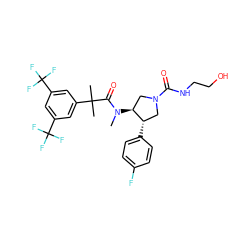 CN(C(=O)C(C)(C)c1cc(C(F)(F)F)cc(C(F)(F)F)c1)[C@H]1CN(C(=O)NCCO)C[C@@H]1c1ccc(F)cc1 ZINC000064526939