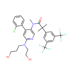 CN(C(=O)C(C)(C)c1cc(C(F)(F)F)cc(C(F)(F)F)c1)c1cnc(N(CCO)CCCO)cc1-c1ccccc1Cl ZINC000049777296