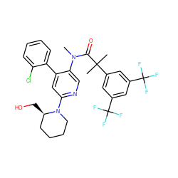 CN(C(=O)C(C)(C)c1cc(C(F)(F)F)cc(C(F)(F)F)c1)c1cnc(N2CCCC[C@H]2CO)cc1-c1ccccc1Cl ZINC000049777172