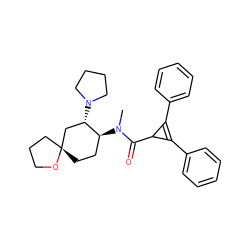 CN(C(=O)C1C(c2ccccc2)=C1c1ccccc1)[C@H]1CC[C@@]2(CCCO2)C[C@@H]1N1CCCC1 ZINC000003929212