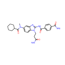 CN(C(=O)C1CCCCC1)c1ccc2c(c1)nc(NC(=O)c1ccc(C(N)=O)cc1)n2CCC(N)=O ZINC000040938112