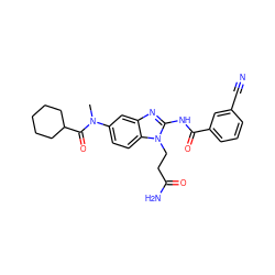 CN(C(=O)C1CCCCC1)c1ccc2c(c1)nc(NC(=O)c1cccc(C#N)c1)n2CCC(N)=O ZINC000040936831