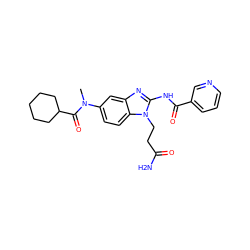 CN(C(=O)C1CCCCC1)c1ccc2c(c1)nc(NC(=O)c1cccnc1)n2CCC(N)=O ZINC000040937788