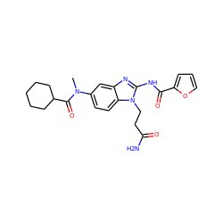 CN(C(=O)C1CCCCC1)c1ccc2c(c1)nc(NC(=O)c1ccco1)n2CCC(N)=O ZINC000040937790