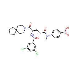 CN(C(=O)CC[C@@H](NC(=O)c1cc(Cl)cc(Cl)c1)C(=O)N1CCC2(CCCC2)CC1)c1ccc(C(=O)O)cc1 ZINC000029214134