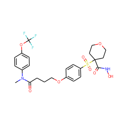 CN(C(=O)CCCOc1ccc(S(=O)(=O)C2(C(=O)NO)CCOCC2)cc1)c1ccc(OC(F)(F)F)cc1 ZINC000071335186