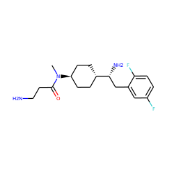 CN(C(=O)CCN)[C@H]1CC[C@H]([C@H](N)Cc2cc(F)ccc2F)CC1 ZINC000254051152