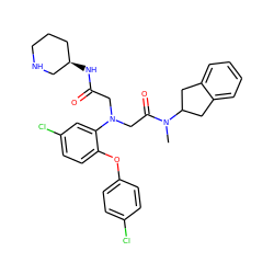 CN(C(=O)CN(CC(=O)N[C@@H]1CCCNC1)c1cc(Cl)ccc1Oc1ccc(Cl)cc1)C1Cc2ccccc2C1 ZINC000299833624