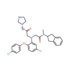 CN(C(=O)CN(CC(=O)N[C@H]1CCNC1)c1cc(Cl)ccc1Oc1ccc(Cl)cc1)C1Cc2ccccc2C1 ZINC000299825936