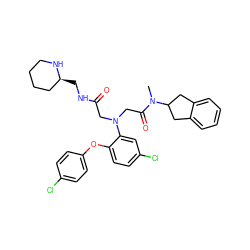 CN(C(=O)CN(CC(=O)NC[C@H]1CCCCN1)c1cc(Cl)ccc1Oc1ccc(Cl)cc1)C1Cc2ccccc2C1 ZINC000299834433