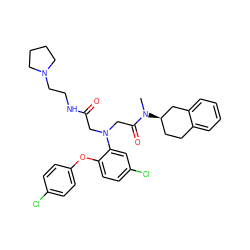 CN(C(=O)CN(CC(=O)NCCN1CCCC1)c1cc(Cl)ccc1Oc1ccc(Cl)cc1)[C@@H]1CCc2ccccc2C1 ZINC000299833834