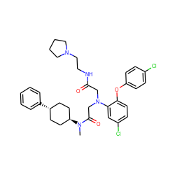 CN(C(=O)CN(CC(=O)NCCN1CCCC1)c1cc(Cl)ccc1Oc1ccc(Cl)cc1)[C@H]1CC[C@H](c2ccccc2)CC1 ZINC000299828295