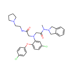 CN(C(=O)CN(CC(=O)NCCN1CCCC1)c1cc(Cl)ccc1Oc1ccc(Cl)cc1)N1Cc2ccccc2C1 ZINC000299825995