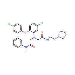 CN(C(=O)CN(CC(=O)NCCN1CCCC1)c1cc(Cl)ccc1Oc1ccc(Cl)cc1)c1ccccc1 ZINC000299827723