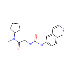 CN(C(=O)CNC(=O)Nc1ccc2cnccc2c1)C1CCCC1 ZINC001772622784