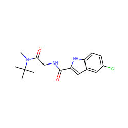 CN(C(=O)CNC(=O)c1cc2cc(Cl)ccc2[nH]1)C(C)(C)C ZINC000028133788