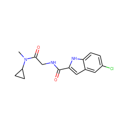 CN(C(=O)CNC(=O)c1cc2cc(Cl)ccc2[nH]1)C1CC1 ZINC000028129981