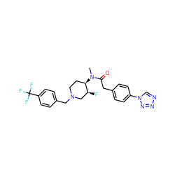 CN(C(=O)Cc1ccc(-n2cnnn2)cc1)[C@@H]1CCN(Cc2ccc(C(F)(F)F)cc2)C[C@@H]1F ZINC000084632166