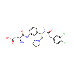 CN(C(=O)Cc1ccc(Cl)c(Cl)c1)[C@H](CN1CCCC1)c1cccc(NC(=O)[C@@H](N)CC(=O)O)c1 ZINC000003952258