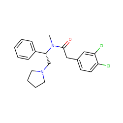 CN(C(=O)Cc1ccc(Cl)c(Cl)c1)[C@H](CN1CCCC1)c1ccccc1 ZINC000000607289