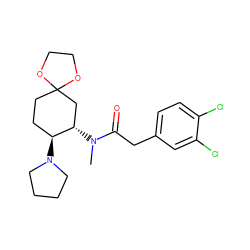 CN(C(=O)Cc1ccc(Cl)c(Cl)c1)[C@H]1CC2(CC[C@@H]1N1CCCC1)OCCO2 ZINC000013456658