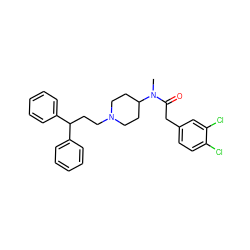 CN(C(=O)Cc1ccc(Cl)c(Cl)c1)C1CCN(CCC(c2ccccc2)c2ccccc2)CC1 ZINC000028352204