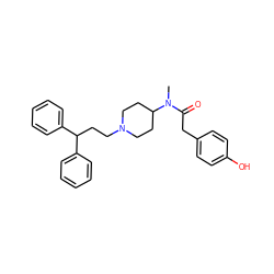 CN(C(=O)Cc1ccc(O)cc1)C1CCN(CCC(c2ccccc2)c2ccccc2)CC1 ZINC000028351509