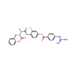 CN(C(=O)Cc1ccc(OC(=O)c2ccc(NC(=N)N)cc2)cc1Cl)[C@@H](Cc1ccccc1)C(=O)O ZINC001772590303