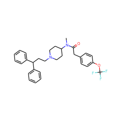 CN(C(=O)Cc1ccc(OC(F)(F)F)cc1)C1CCN(CCC(c2ccccc2)c2ccccc2)CC1 ZINC000028352300