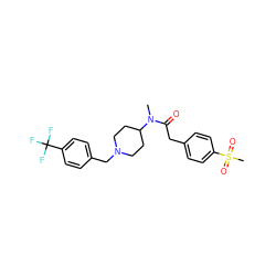 CN(C(=O)Cc1ccc(S(C)(=O)=O)cc1)C1CCN(Cc2ccc(C(F)(F)F)cc2)CC1 ZINC000084618215