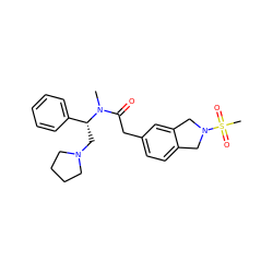 CN(C(=O)Cc1ccc2c(c1)CN(S(C)(=O)=O)C2)[C@H](CN1CCCC1)c1ccccc1 ZINC000028473199