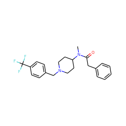 CN(C(=O)Cc1ccccc1)C1CCN(Cc2ccc(C(F)(F)F)cc2)CC1 ZINC000084604671