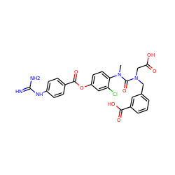 CN(C(=O)N(CC(=O)O)Cc1cccc(C(=O)O)c1)c1ccc(OC(=O)c2ccc(NC(=N)N)cc2)cc1Cl ZINC000145055165