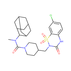 CN(C(=O)N1CCC(CN2C(=O)Nc3ccc(Cl)cc3S2(=O)=O)CC1)C1C2CC3CC(C2)CC1C3 ZINC000084636006