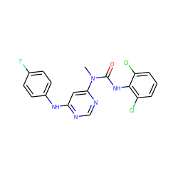 CN(C(=O)Nc1c(Cl)cccc1Cl)c1cc(Nc2ccc(F)cc2)ncn1 ZINC000036187637