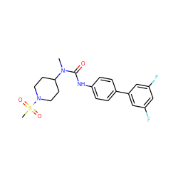 CN(C(=O)Nc1ccc(-c2cc(F)cc(F)c2)cc1)C1CCN(S(C)(=O)=O)CC1 ZINC000029126213