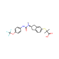 CN(C(=O)Nc1ccc(OC(F)(F)F)cc1)[C@@H]1Cc2ccc(SC(C)(C)C(=O)O)cc2C1 ZINC000028971907