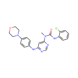 CN(C(=O)Nc1ccccc1Cl)c1cc(Nc2ccc(N3CCOCC3)cc2)ncn1 ZINC000036187648