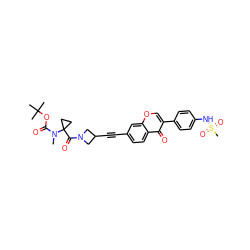 CN(C(=O)OC(C)(C)C)C1(C(=O)N2CC(C#Cc3ccc4c(=O)c(-c5ccc(NS(C)(=O)=O)cc5)coc4c3)C2)CC1 ZINC000144755050