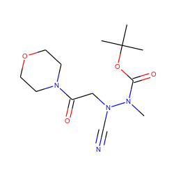 CN(C(=O)OC(C)(C)C)N(C#N)CC(=O)N1CCOCC1 ZINC000299819039