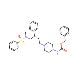 CN(C(=O)OCc1ccccc1)C1CCN(CC[C@H](CN(C)S(=O)(=O)c2ccccc2)c2ccccc2)CC1 ZINC000026502168