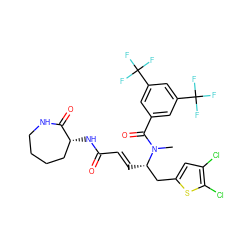 CN(C(=O)c1cc(C(F)(F)F)cc(C(F)(F)F)c1)[C@@H](/C=C/C(=O)N[C@@H]1CCCCNC1=O)Cc1cc(Cl)c(Cl)s1 ZINC000026833732