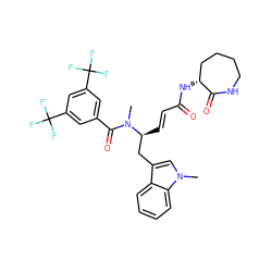 CN(C(=O)c1cc(C(F)(F)F)cc(C(F)(F)F)c1)[C@@H](/C=C/C(=O)N[C@@H]1CCCCNC1=O)Cc1cn(C)c2ccccc12 ZINC000003950812