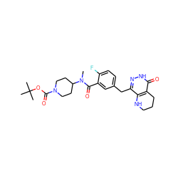 CN(C(=O)c1cc(Cc2n[nH]c(=O)c3c2NCCC3)ccc1F)C1CCN(C(=O)OC(C)(C)C)CC1 ZINC000140471120