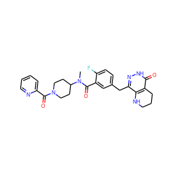 CN(C(=O)c1cc(Cc2n[nH]c(=O)c3c2NCCC3)ccc1F)C1CCN(C(=O)c2ccccn2)CC1 ZINC000149173171