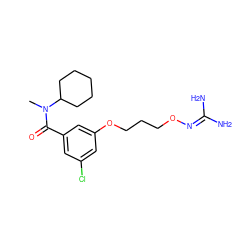 CN(C(=O)c1cc(Cl)cc(OCCCON=C(N)N)c1)C1CCCCC1 ZINC000027201474